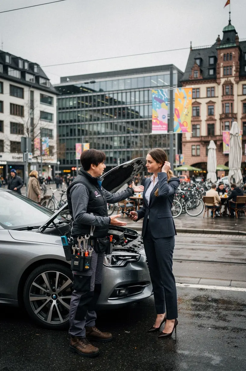 Mobiler Servicefahrzeug mit Hebebühne für umfassende Fahrzeuginspektionen vor Ort